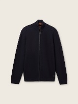 Strukturirana pletena jakna - Modra_7301831
