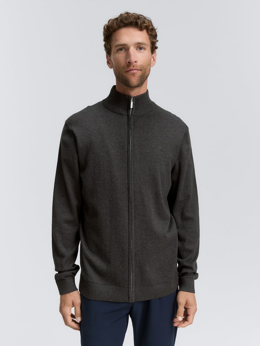 Strukirana pletena jakna - Siva