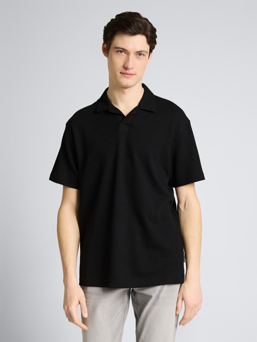 Strukturirana polo majica - Crna-1050365-29999-15