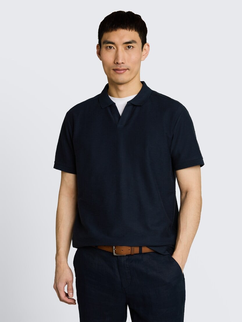 Tricou polo structurat - Albastru-1051182-10668-16