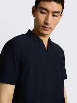 Tricou polo structurat - Albastru_7940326