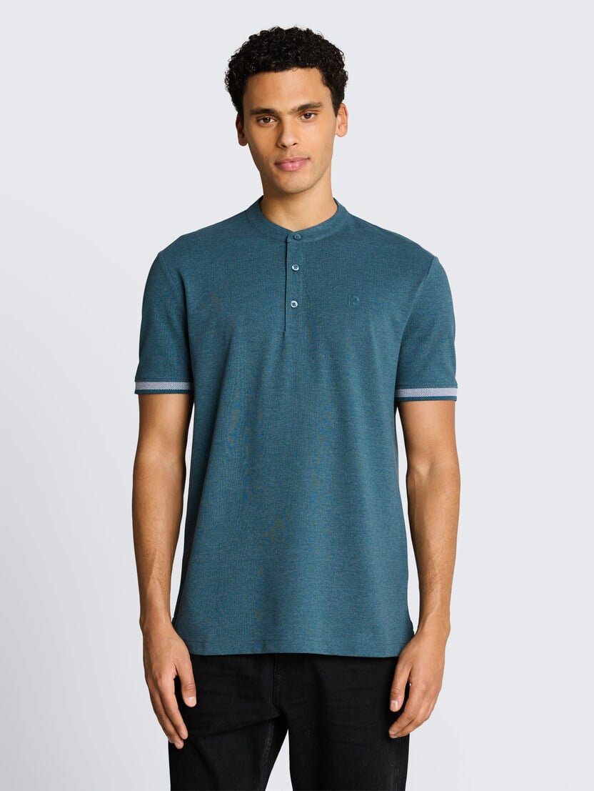 Tricou polo structurat - Verde_7926056