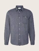 Strukturirana srajca z naprsnim žepom - Modra_9051765