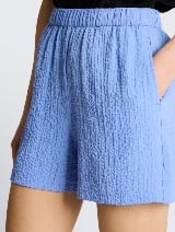 Strukturirane kratke pantalone - Plava_1755691