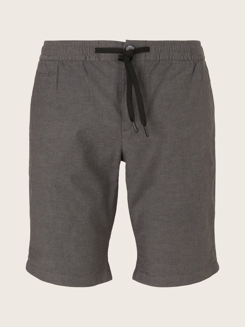Strukturirane kratke hlače z elastičnim pasom - Siva