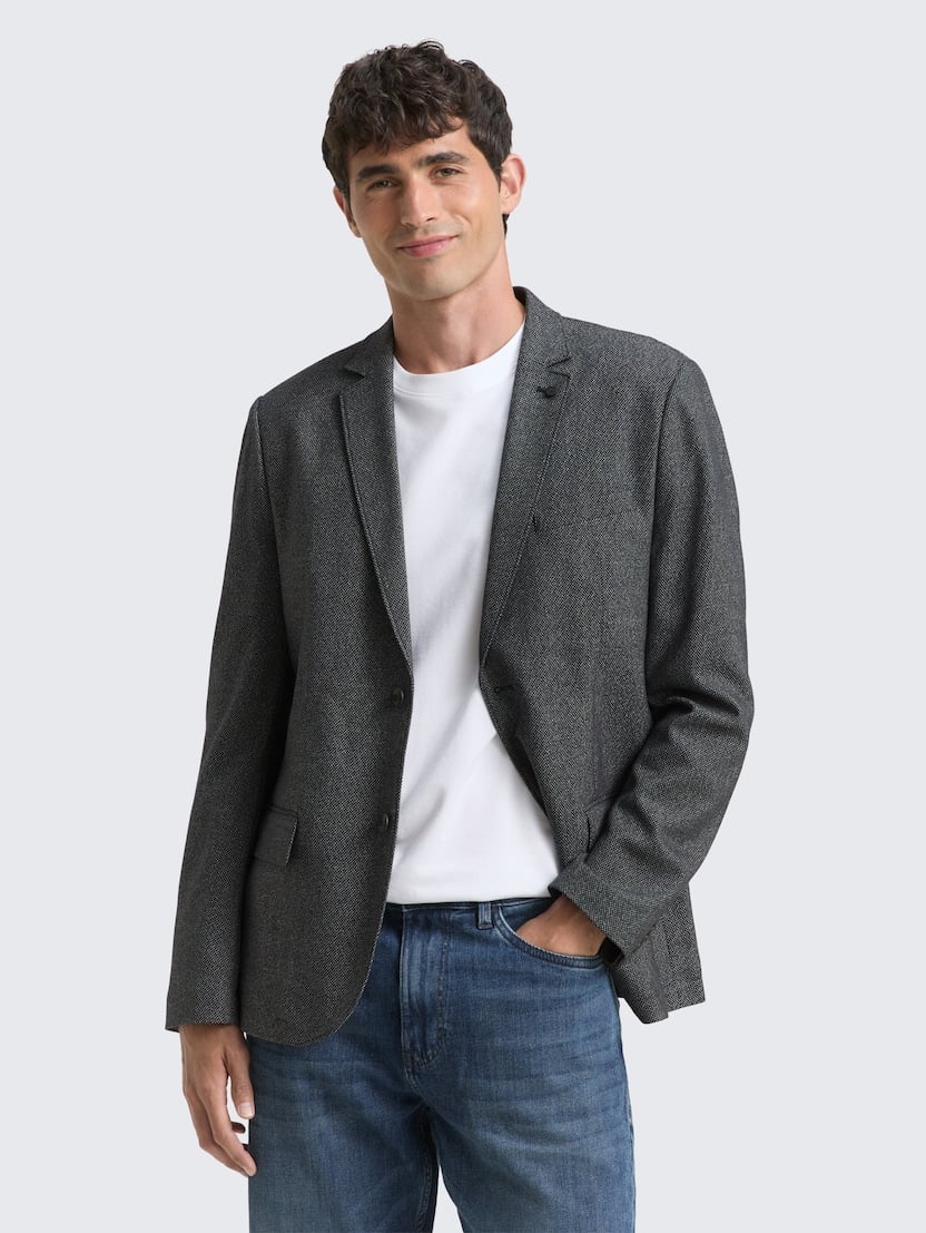 Sacou structurat - Albastru-1049233-39159-16