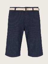 Teksturirane kratke hlače chino s pletenim pasom - Modra_1495626