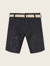 Teksturirane Chino kratke hlače s pletenim remenom - Plava_5180019