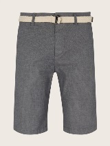Teksturirane Chino kratke hlače s pletenim remenom - Plava_862835
