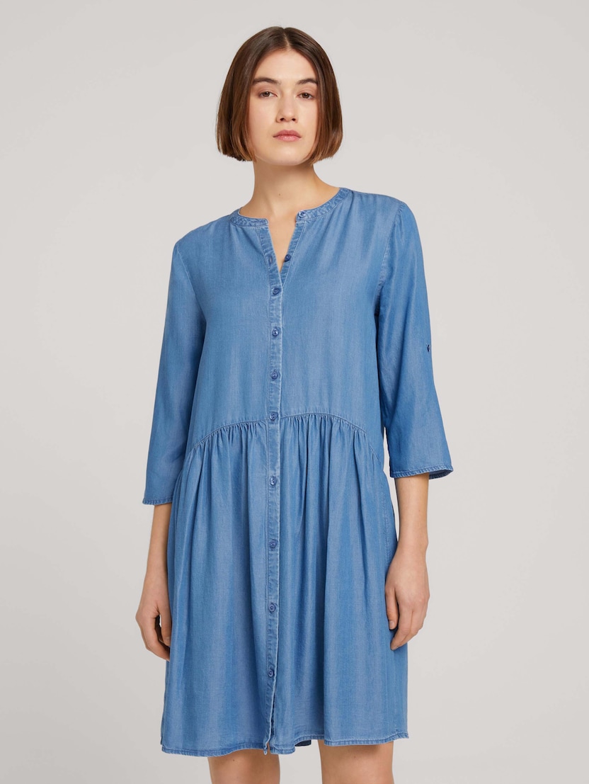  Obleka iz tencela - Modra-1030680-10119