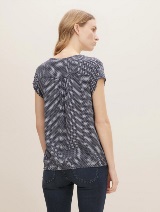 Vzorčasta bluza s kratkimi rokavi z ženstvenim izrezom - Vzorec/večbarvna_7823108