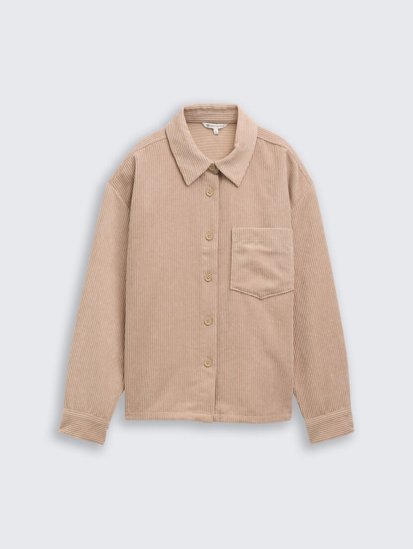 Cămaşă din catifea reiată - Bej_9928460