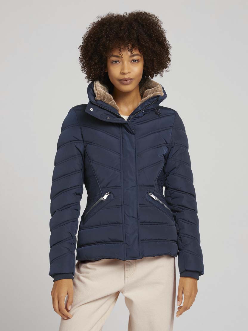 Zimska prošivena jakna sa stojećim ovratnikom - Plava_2522781