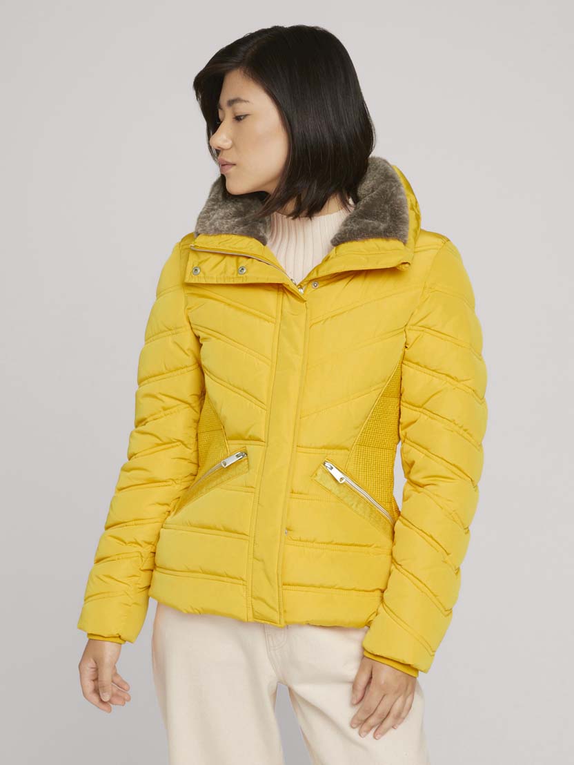 Zimska prošivena jakna sa stojećim ovratnikom - Žuta_1329631
